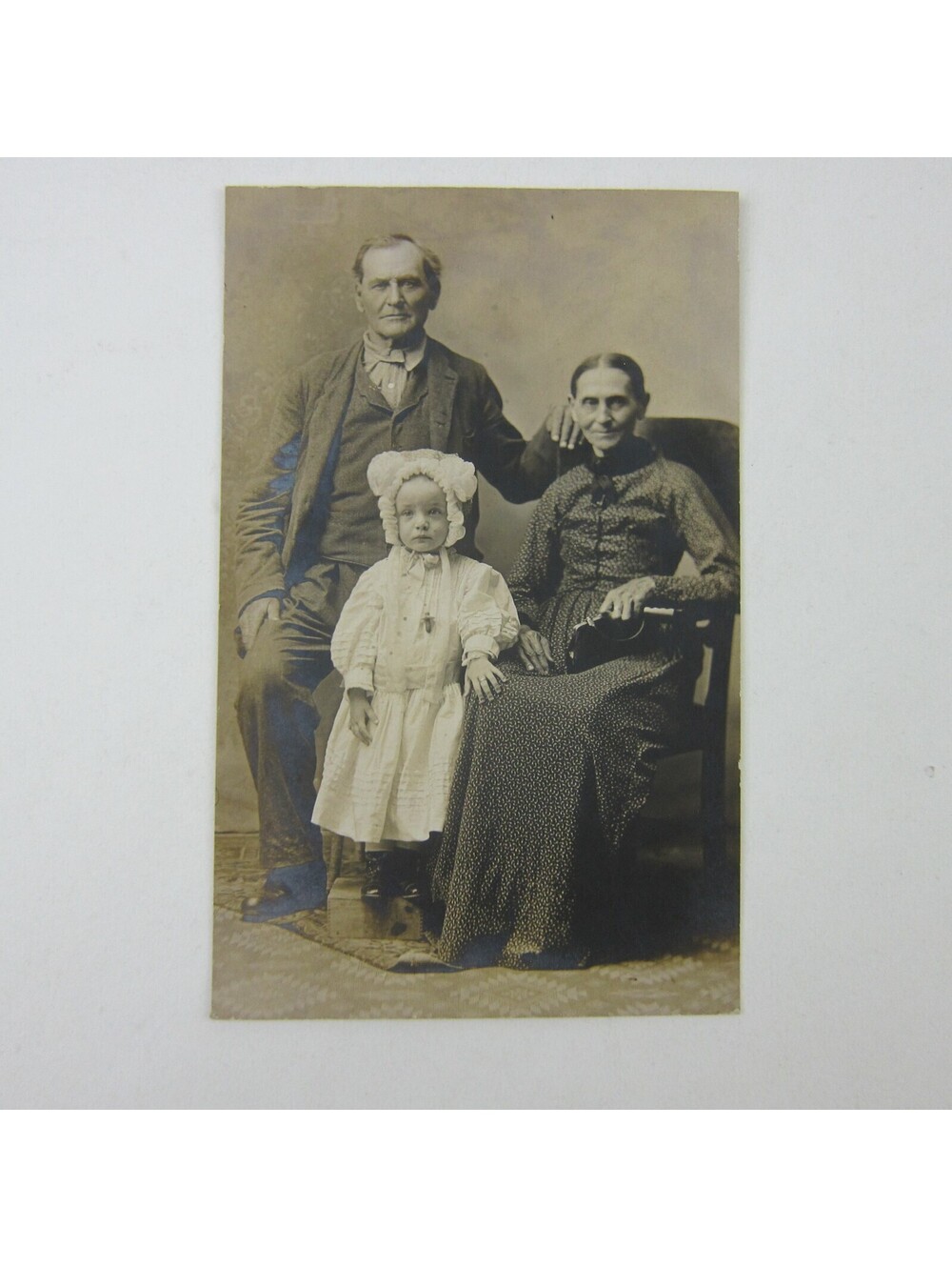 RPPC Photo Postcard Silas & Susan Briney Child Gladys Raman Ohio Antique 1910s
